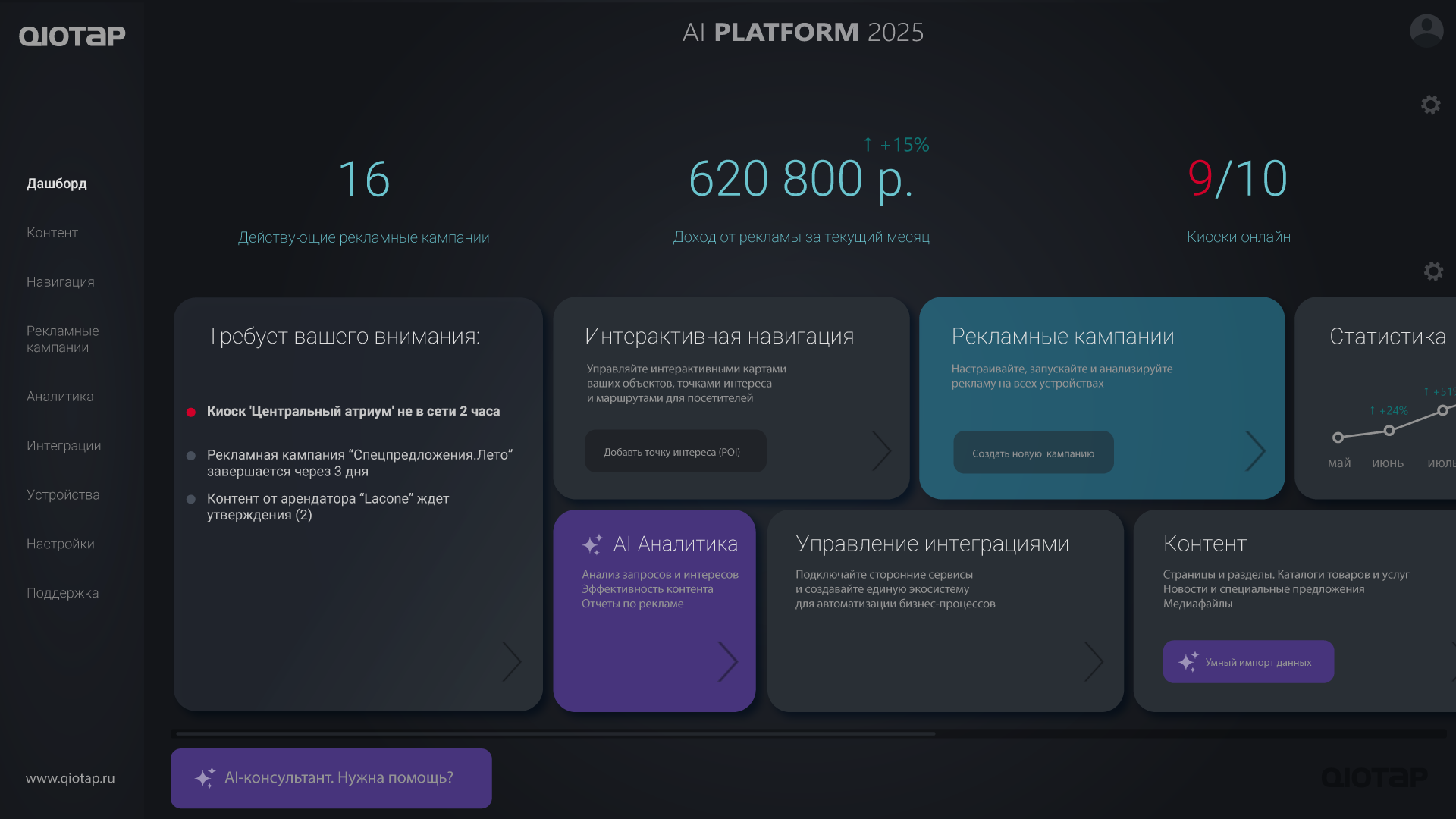 Qiospace admin dashboard